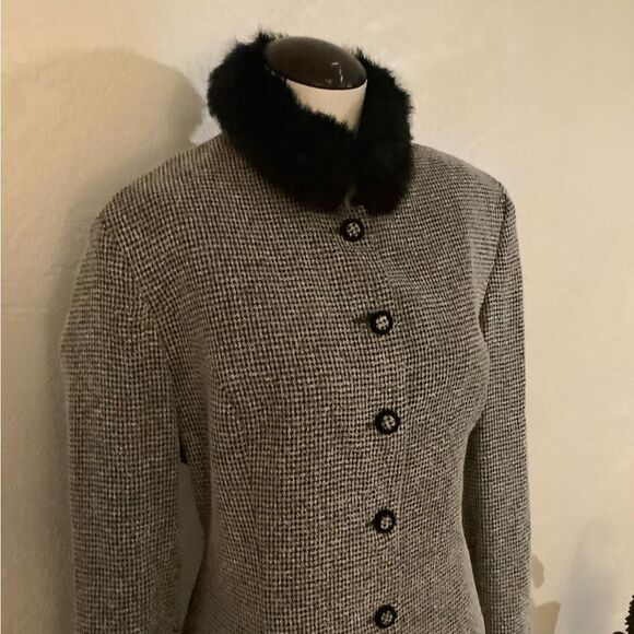 Virgo Skirt suit /Dress Removable faux Fur collar Sz 14 - Picture 3 of 9